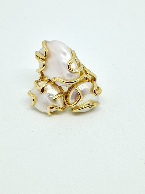 Anelli in ottone e perle di fiume irregolari - Jewel Sì Creazioni